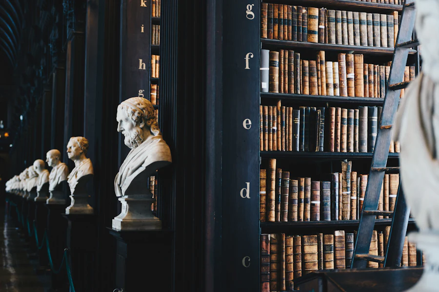 Reference books and materials on an office shelf